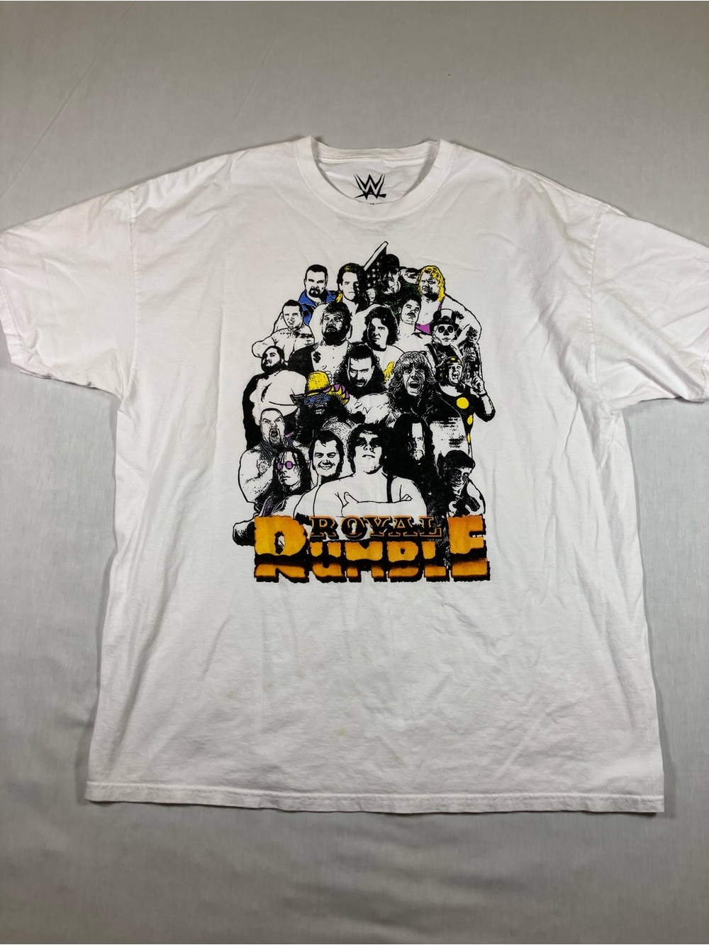 WWE White Royal Rumble Graphic Tee with Yellow Accent